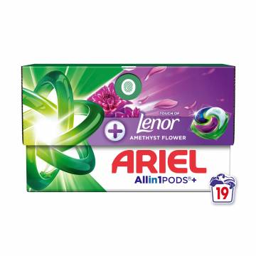 Капсулы для стирки ARIAL Pods+ All-in-1 Touch Of Lenor Amethyst Flower, 19 стирок, 19 шт Капсулы для стирки ARIAL Pods+ All-in-1 Touch Of Lenor Amethyst Flower, 19 стирок, 19 шт
