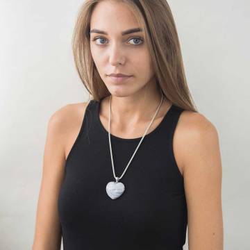 Серебряная подвеска "Сердце" с агатом PN10PN48 Серебряная подвеска "Сердце" с агатом PN10PN48