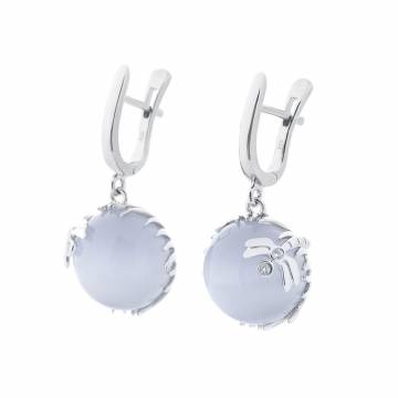Серебряные серьги (улексит) 122372 Серебряные серьги (улексит) 122372