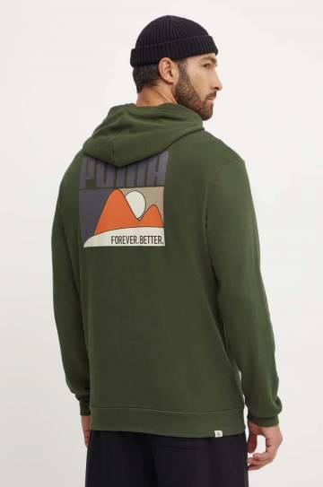 Кофта Puma мужская цвет зелёный с капюшоном с аппликацией 681759 Кофта Puma мужская цвет зелёный с капюшоном с аппликацией 681759
