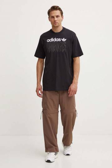 Хлопковая футболка adidas Originals мужская цвет чёрный с принтом IZ4831 Хлопковая футболка adidas Originals мужская цвет чёрный с принтом IZ4831