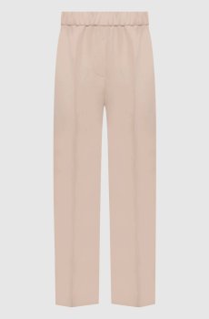 Бежевые брюки с леном с цепочкой мониль