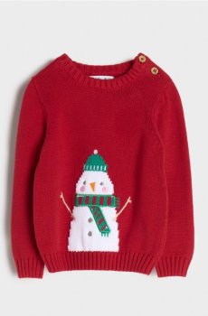 Святковий светр зі сніговиком - червоний
