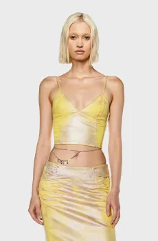 Женский золотистый джинсовый топ DE-FULVY-S TOP Золотой XS Diesel A13078 068KK