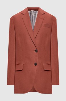 Оранжевый жакет из льна с цепочкой