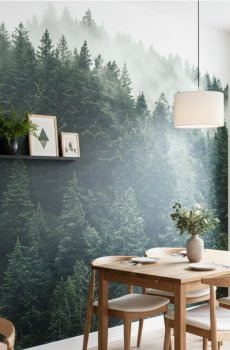 Самоклеюча фотошпалера з мотивом лісу, що складається з 4 рулонів - зелений