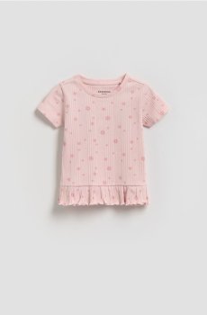 Reserved - Футболка з оборкою - пастельний рожевий - 695HU-03X