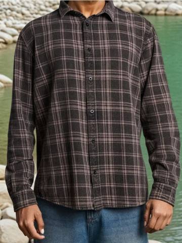 Бавовняна сорочка regular fit - темно-сірий