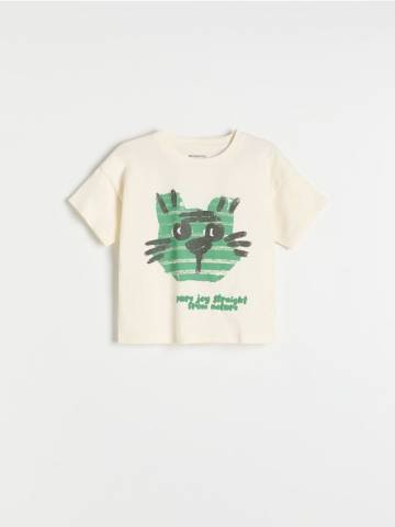 Reserved - BOYS` T-SHIRT - кремовий - 276CJ-01X Reserved - BOYS` T-SHIRT - кремовий - 276CJ-01X