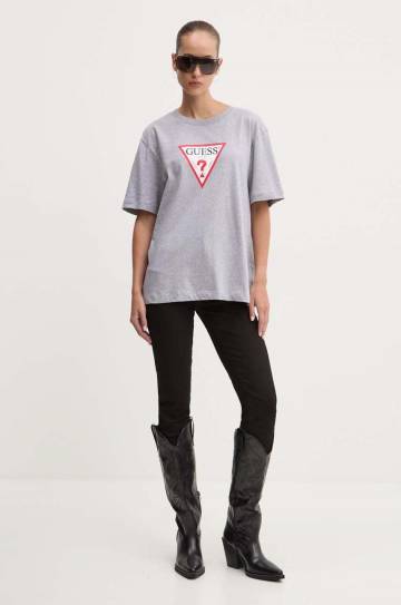 Хлопковая футболка Guess Jeans женская цвет серый W4YI76 K8HM0 Хлопковая футболка Guess Jeans женская цвет серый W4YI76 K8HM0