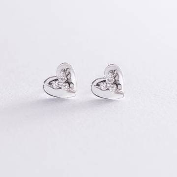 Золотые серьги "Сердечки" (бриллианты) с227 Золотые серьги "Сердечки" (бриллианты) с227