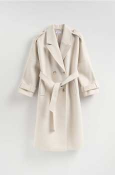Reserved - Двобортне пальто з поясом - нюдовий - 475IA-02X