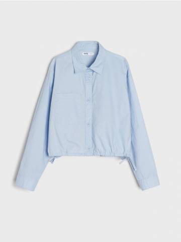 Сорочка зі змішаною тканиною з льоном - light blue