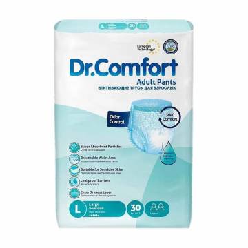 Подгузники-трусы для взрослых Dr.Comfort размер L (100-150 см), 30 шт