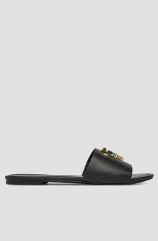 Женские черные кожаные слайдеры Черный 37 Moschino JA28161G0M.IA0;000