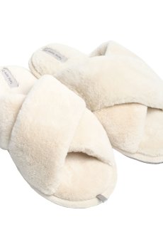Женские домашние тапочки Twins HS-LUX меховые, перекрест, Milk, размер 40 (26 см)