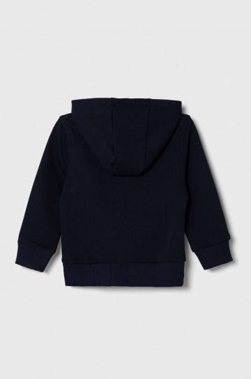 Детская хлопковая кофта Lacoste цвет синий с капюшоном однотонная Детская хлопковая кофта Lacoste цвет синий с капюшоном однотонная