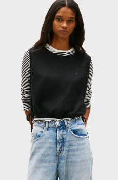 Женский черный льняной топ TIE SIDE Черный S Tommy Jeans DW0DW22779