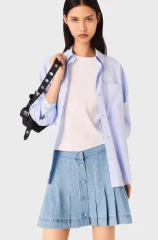 Женская голубая джинсовая плисированная юбка Голубой 36 MAJE MFPJU01482_DENIM BLUE