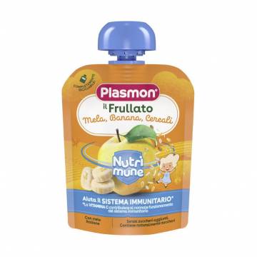 Детское пюре Plasmon Nutrimune Яблоко, банан и хлопья, от 6 месяцев, 85 г Детское пюре Plasmon Nutrimune Яблоко, банан и хлопья, от 6 месяцев, 85 г