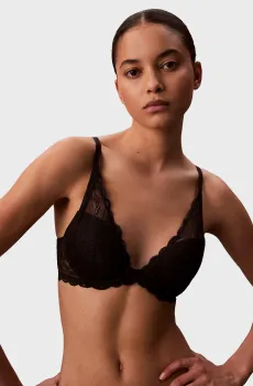 Женский черный бюстгальтер LIGHTLY LINED PLUNGE Черный 34A Calvin Klein 000QF8121E