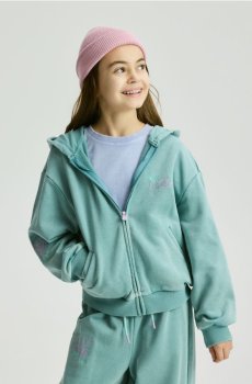Reserved - Бавовняне худі - ментолово-зелений - 959HV-65X