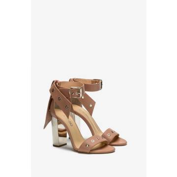 Босоніжки ankle strap з люверсами бежеві Estro ER00104852 Босоніжки ankle strap з люверсами бежеві Estro ER00104852