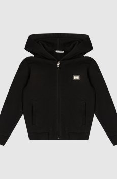 Детская черная спортивная куртка с логотипом