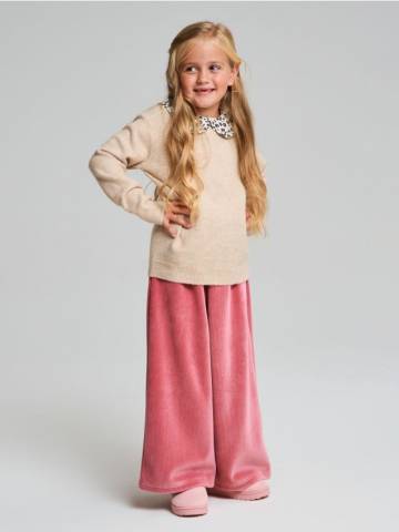 Штани кльош із флісовою підкладкою - бордовий Штани кльош із флісовою підкладкою - бордовий