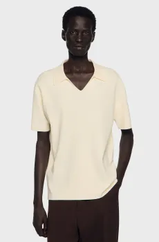 Мужское белое поло Белый M Sandro SHPTR00759_Ecru