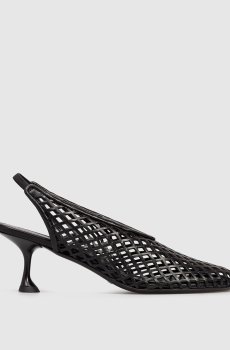 Черные кожаные слингбеки с перфорацией