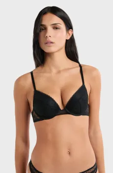 Женский черный бюстгальтер пуш-ап глубокое декольте PLUME Черный 80C Etam 6557631