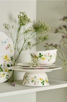 Набір керамічних мисок з квітковим візерунком 2 шт. - різнобарвний