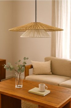 Двошаровий плоский плетений абажур - нюдовий