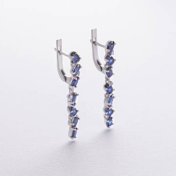 Серебряные серьги с сапфирами и фианитами 2379/1p-HSPH Серебряные серьги с сапфирами и фианитами 2379/1p-HSPH