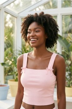 Топ на тонких бретельках - рожевий