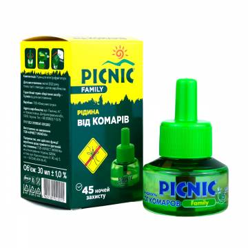 Жидкость Picnic® Family от комаров, 45 ночей, 30 мл Жидкость Picnic® Family от комаров, 45 ночей, 30 мл