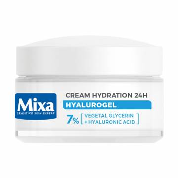 Увлажняющий крем-гель для лица Mixa Hyalurogel Gel-Cream Hydration 24H с гиалуроновой кислотой и глицерином, 50 мл Увлажняющий крем-гель для лица Mixa Hyalurogel Gel-Cream Hydration 24H с гиалуроновой кислотой и глицерином, 50 мл