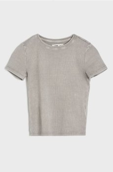 Ребриста футболка з ефектом прання - сірий