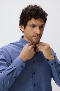 Reserved - Приталена сорочка з єгипетської бавовни - темно-синій - 535HT-59X