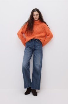 Reserved - Широкі джинси з аплікацією - indigo jeans - 588HV-57J