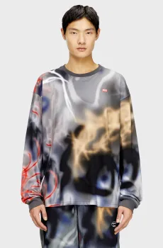 Мужской серый лонгслив с узором MAGLIETTA Серый L Diesel A21790 0WICM