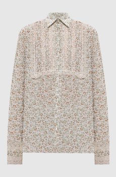 Белая блузка из шелка в цветочный принт