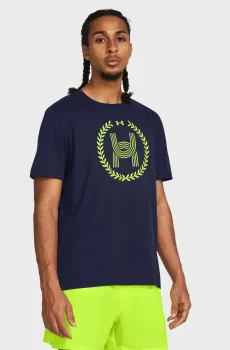 Мужская темно-синяя футболка UA RUN ANYWHERE SS Синий L Under Armour 1383233-410