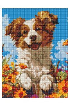 Алмазная мозаика Ideyka Собака в цветах, 30*40 см (AMO20015)