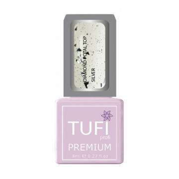 Топ для гель-лака Tufi Profi Premium Diamond Potal Top с поталью и шиммером, Серебро, 8 мл Топ для гель-лака Tufi Profi Premium Diamond Potal Top с поталью и шиммером, Серебро, 8 мл