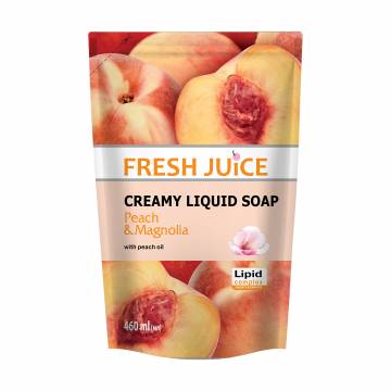 Жидкое крем-мыло Fresh Juice Персик и магнолия, с персиковым маслом, 460 мл (дойпак) Жидкое крем-мыло Fresh Juice Персик и магнолия, с персиковым маслом, 460 мл (дойпак)