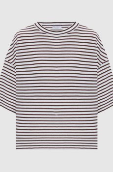 Белая футболка с кашемиром в полоску