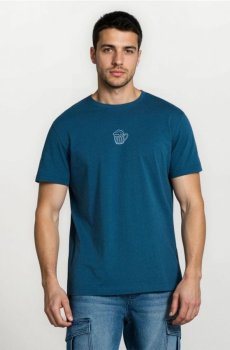 Бавовняна футболка з принтом - індиго
