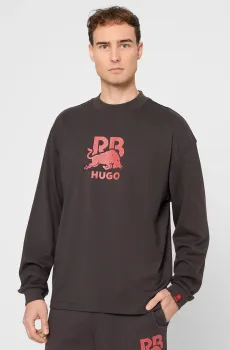 Мужской темно-коричневый свитшот HUGO x RB Коричневый M HUGO 50551830;205